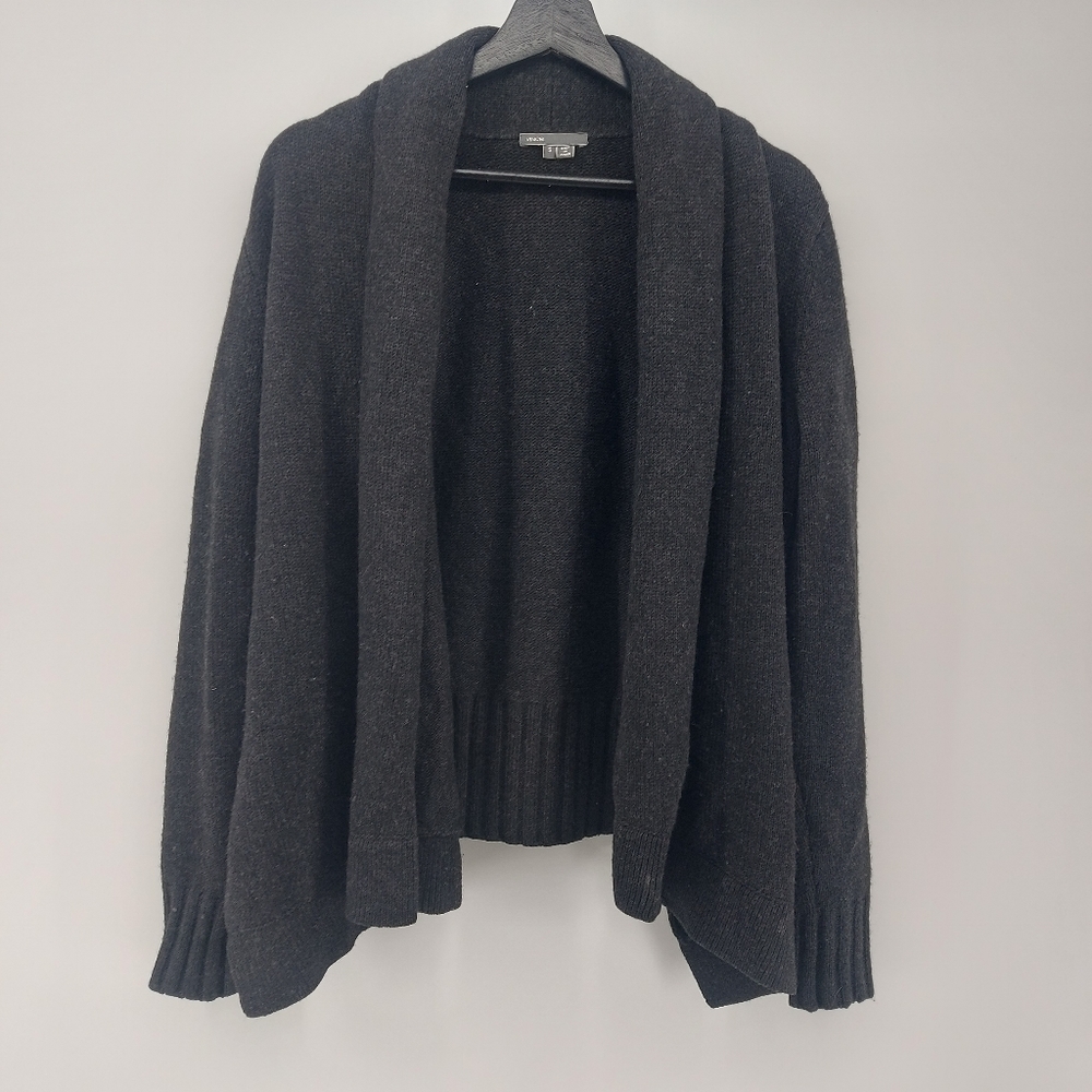Vince Wool Yak Alpaca Cashmere Open Front Cardigan Size Sm Charcoal Gray Hi-Low